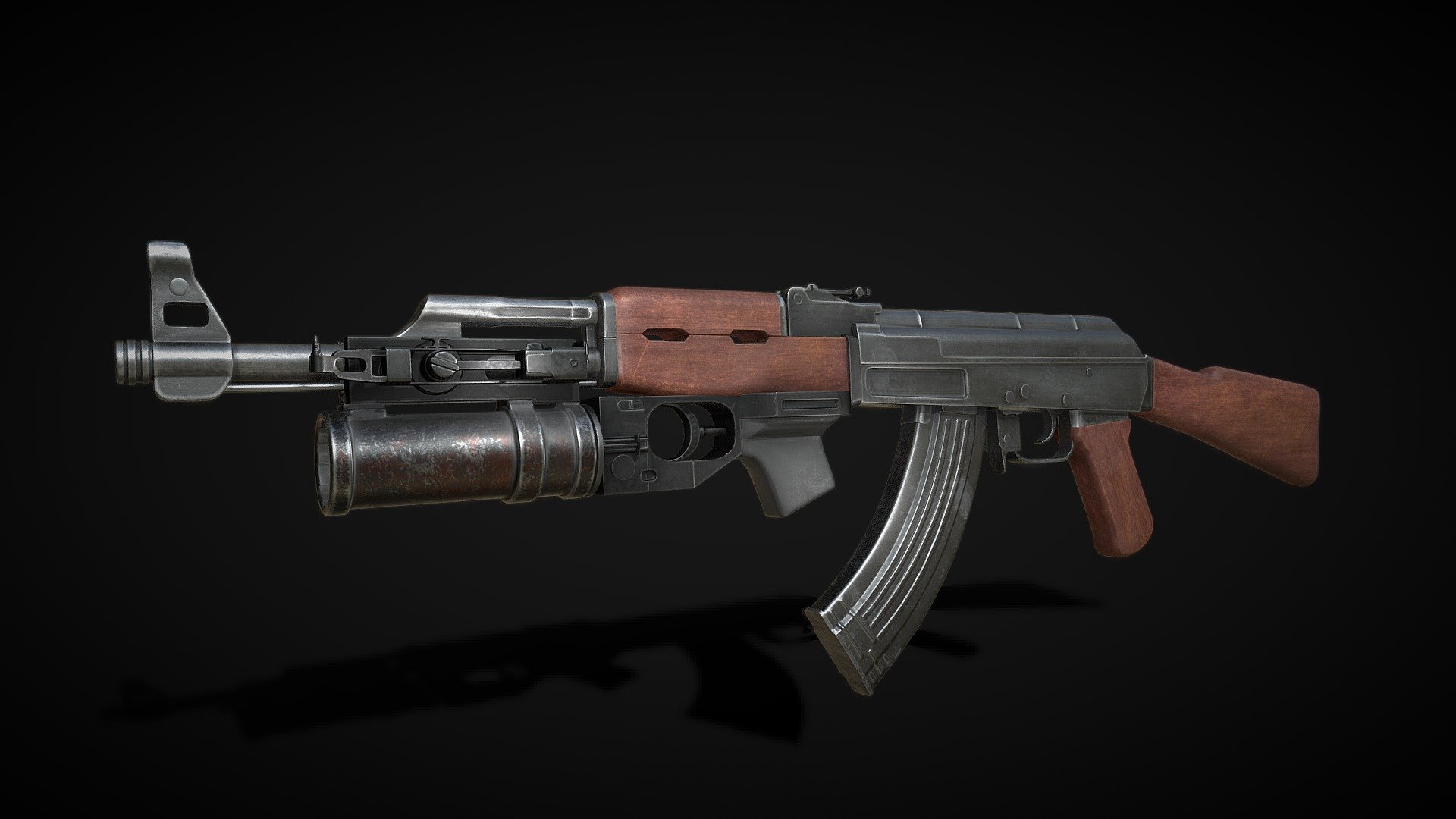Game-Ready weapon for PBR engines.

The ZIP contains the FBX and Textures for UE4 and Unity.

Textures maps are Packaged for Engine´s Optimization.

Texture Resolution:

-AK-47: 4096X4096

-Grenade Launcher: 2048x2048 - AK-47 Rifle - Buy Royalty Free 3D model by Tomas Peralta (@TomasPeralta) 3d model