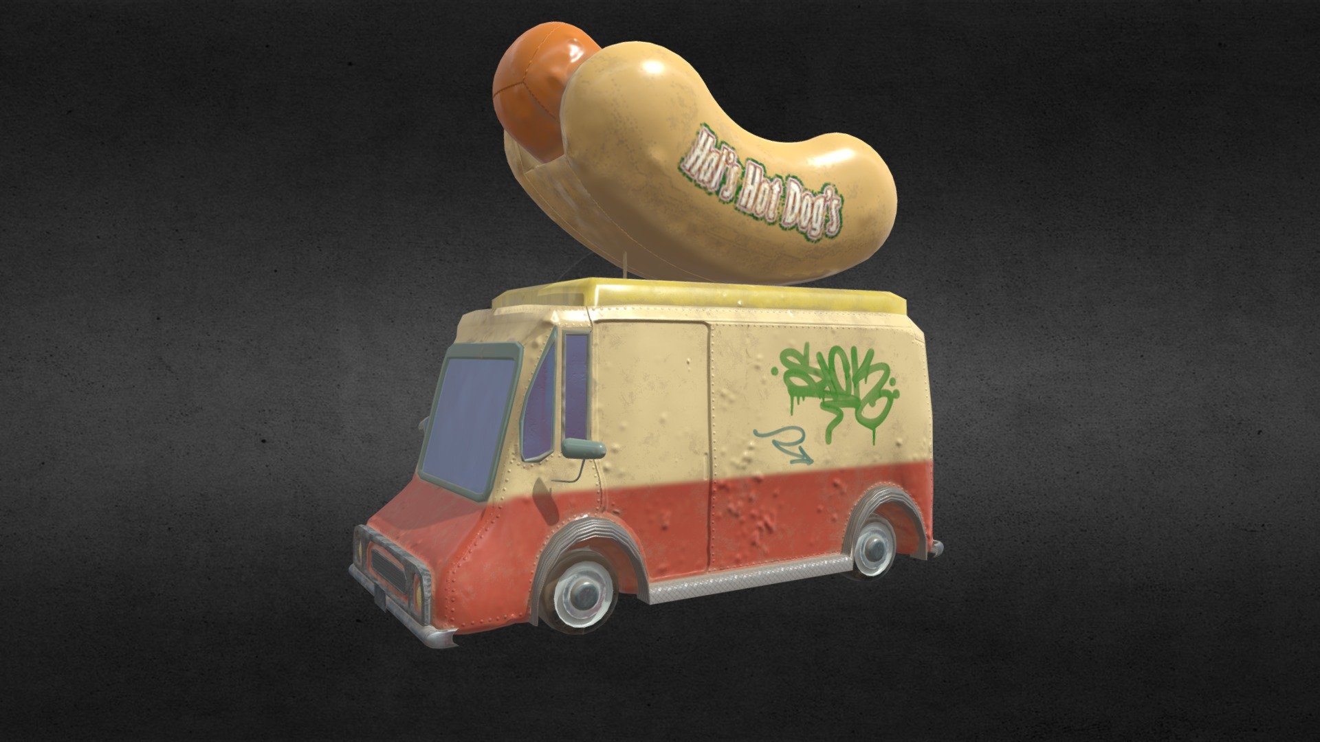 A Low-Poly food stand that sells hot dogs, inspired by overcooked! - Stetz Vehicle - 3D model by KristinStetz 3d model