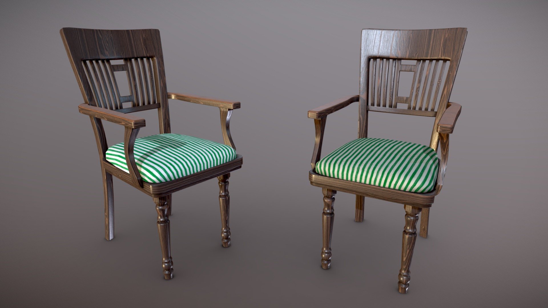 Realistic Vintage Chair with High Quality PBR Textures.

Blend, FBX, UnityPackages (2019.4, Built-In/URP/HDRP) formats.

Materials and textures included.

Metallic/Roughness PBR, Unity Built-In/URP/HDRP and UE4 Texture Sets Dirty and Clean 4096px PNG 8Bit Textures.

Model by @Bek, Idea and Art Direction by Me - Vintage Chair (Clean and Dirty) - 3D model by Valday Team (@mrven) 3d model