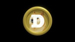 Dogecoin or DOGE Crypto Coin with cartoon style dog, coin, bitcoin, token, currency, dogecoin, crypto, illustration, exchange, shiba, doge, shibainu, metaverse, cryptocurrency, blockchain, nft, cartoon, 3d, technology, web3