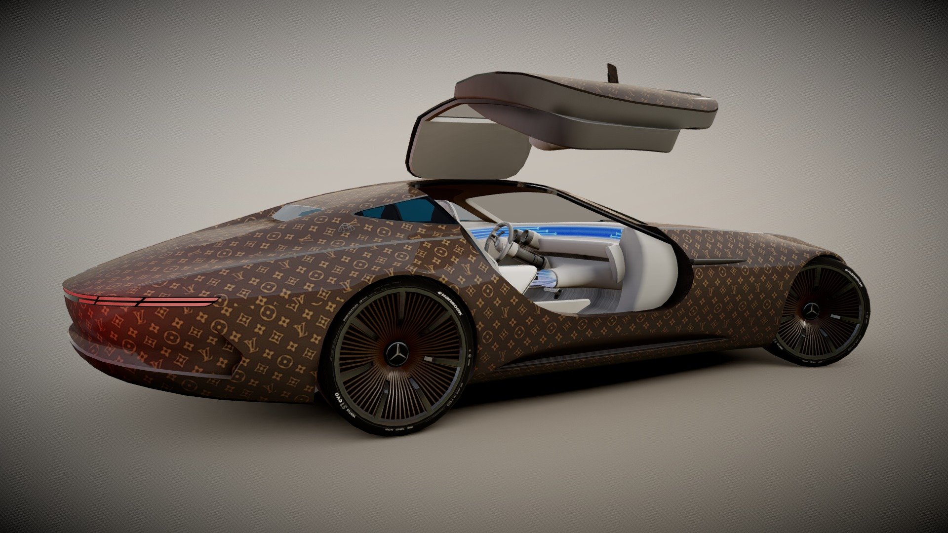 Low poly model. HQ interior. Optimized textures. Baked AO. Body - 1mat. 2048 texture. Wheels - 1mat. 512 texture - Mercedes Maybach Vision 6 - 3D model by Главмеш (@glavmesh) 3d model