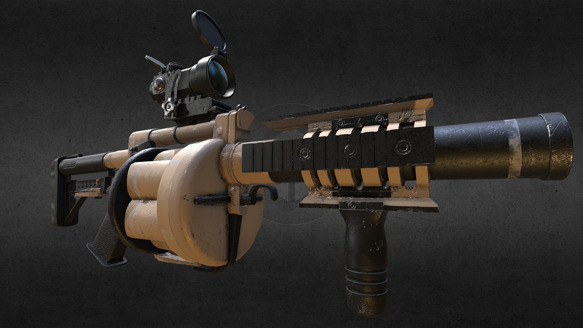 I spent a month on this grenade launcher for my portfolio 4 class at Full Sail University. On my Artstation page you can see my process from blockout to its finished state 3d model