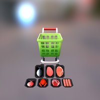 3D Cart Object (FishMeat) cart, mart, cartoon, game