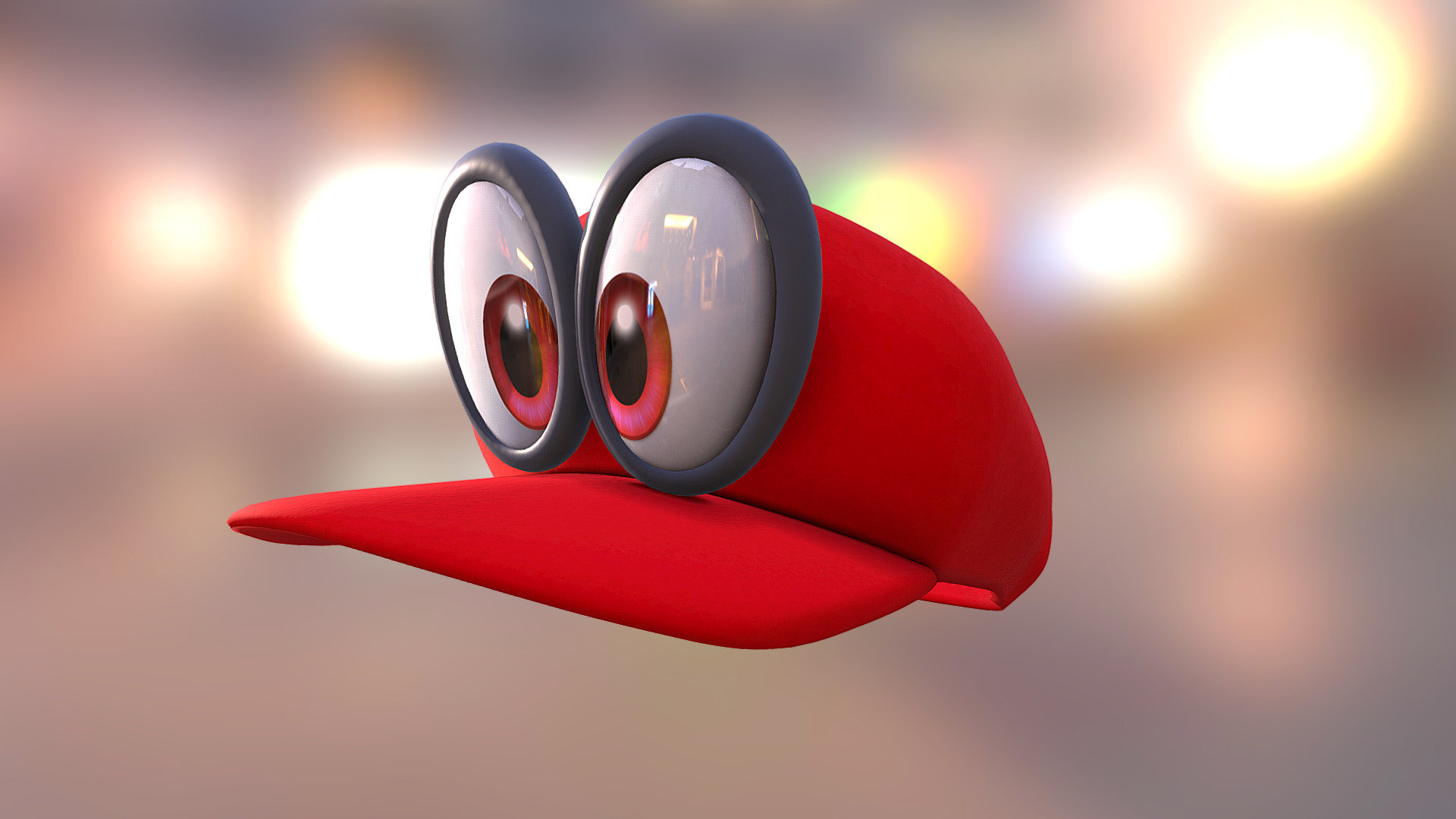 Just remade the hat from new Super Mario Odyssey game.
All rights to Nintendo.

Base Texture is simple noise.
Eyes are copied from official Nintendo Artwork - Super Mario Odyssey Hat - Download Free 3D model by marvelmaster 3d model