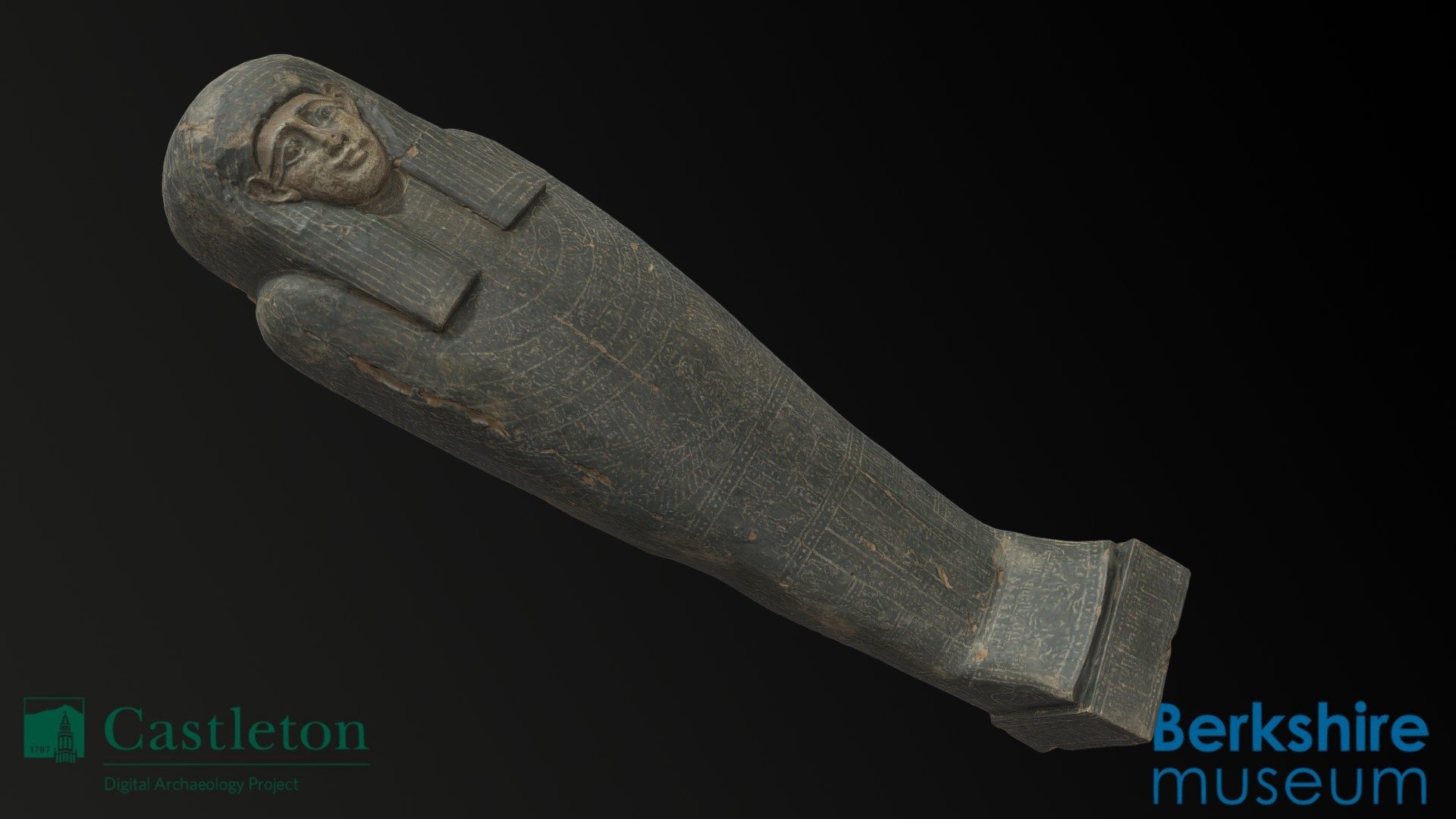 Sarcophagus lid, Pahat.  Berkshire Museum.  Details TBA.  See also: https://sketchfab.com/3d-models/pahat-lower-sarcophagus-and-mummy-cudap-30-60-a47efc3e45e2429aa9f257b00ac19a20 - Pahat Sarcophagus Lid (CUDAP_30_60) - 3D model by Vermont State Univ. Digital Archaeology Project (@VTSU3D) 3d model