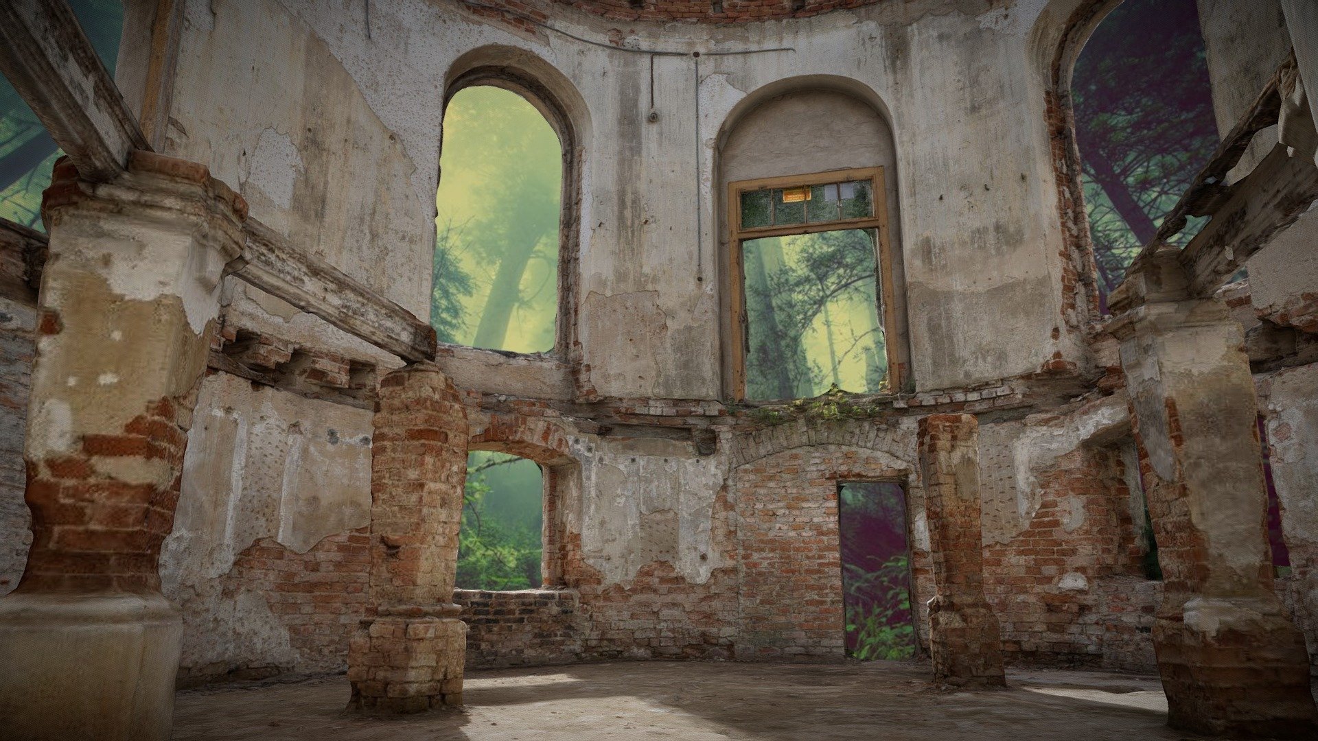 Old ruined oval room in baroque palace.

Created in RealityCapture by Capturing Reality from 215 images and laser scanning 3d.

If you like my work leave a like or comment and follow me for more! Thanks :) - Old ruined oval room in baroque palace - Buy Royalty Free 3D model by archiwum_xyz 3d model