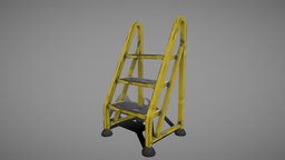 Ladder stairs, ladder, bank, yellow, metalstepladder