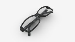 Modern Cat Eye-shaped glasses folded eye, modern, style, fashion, shape, lens, protection, accessory, glasses, vision, eyewear, spectacles, eyeglasses, cateye, 3d, pbr, design, black
