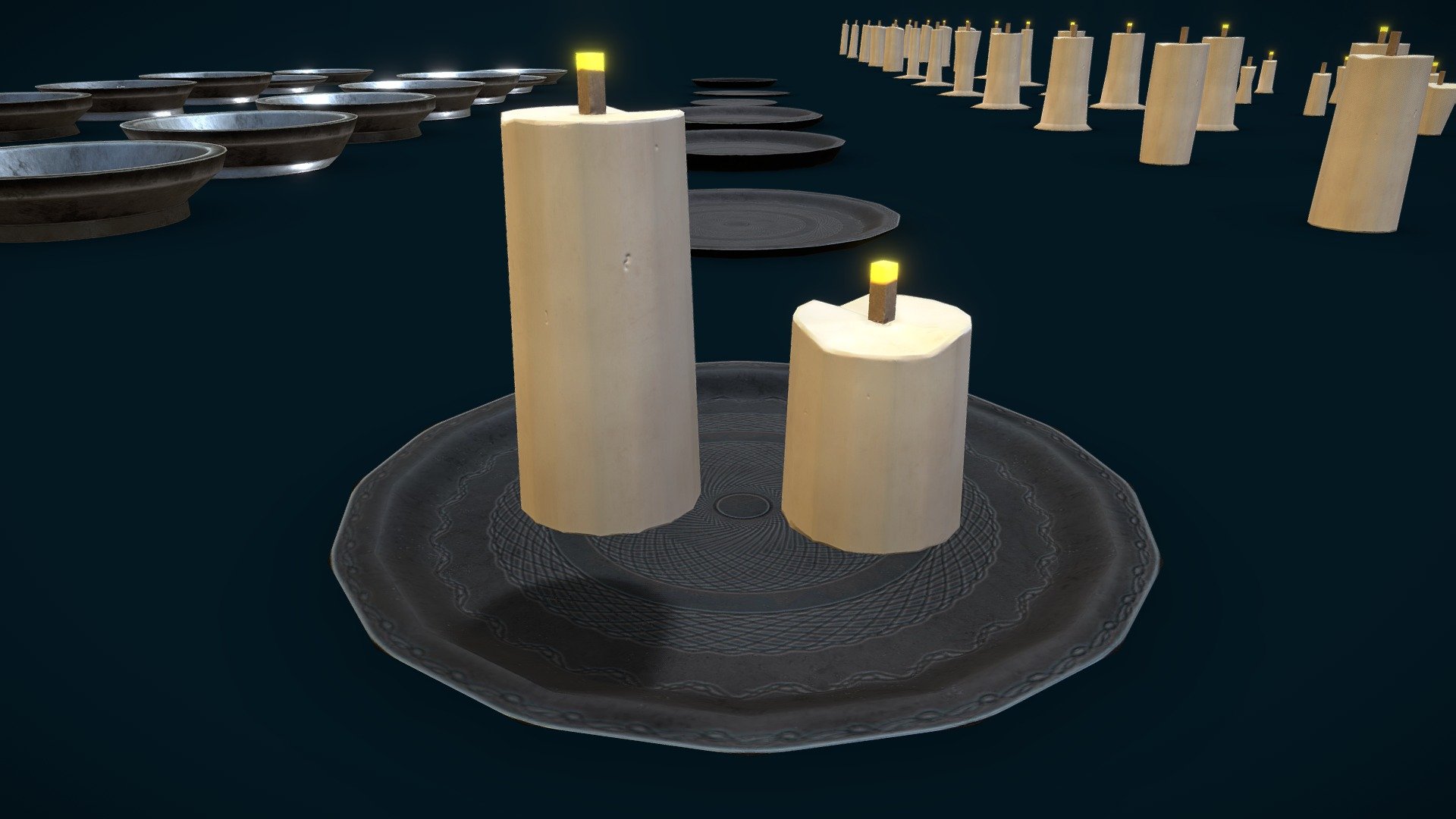 Stylized Candles Pack




2K Textures - PBR - [BaseColor, Metallic, Normal, Occlussion and Roughness] and Emissive for glow variations.

UV Unwrapped

FBX [Scene + Individual Exports at origin 0, 0, 0]

Blend File Included [Scene + Individual Exports at origin 0, 0, 0]

Note, candles are slightly modified for both topology and textures. Original textures included.

This is an individual extract from my big Unreal Engine 4 Stylized PBR Dungeon Pack V2. Available too on CGTrader, Unreal Engine 4 Marketplace and the ArtStation Store.

Check more info about the entire pack here if you are interested: https://www.artstation.com/artwork/Po9PJo

Entire Asset Pack for UE4 [4.26.0] + FBX + Blend Files available in the in the ArtStation Store too: https://artstn.co/m/wwMv7

Unreal Engine Marketplace Stylized Dungeon Pack Page. [Buy this if you want the Unreal version only]: https://www.unrealengine.com/marketplace/en-US/product/stylized-pbr-dungeon-pack-jfg - Stylized PBR Candles Pack - Buy Royalty Free 3D model by Jesus Fernandez Garcia (@jamyzgenius) 3d model
