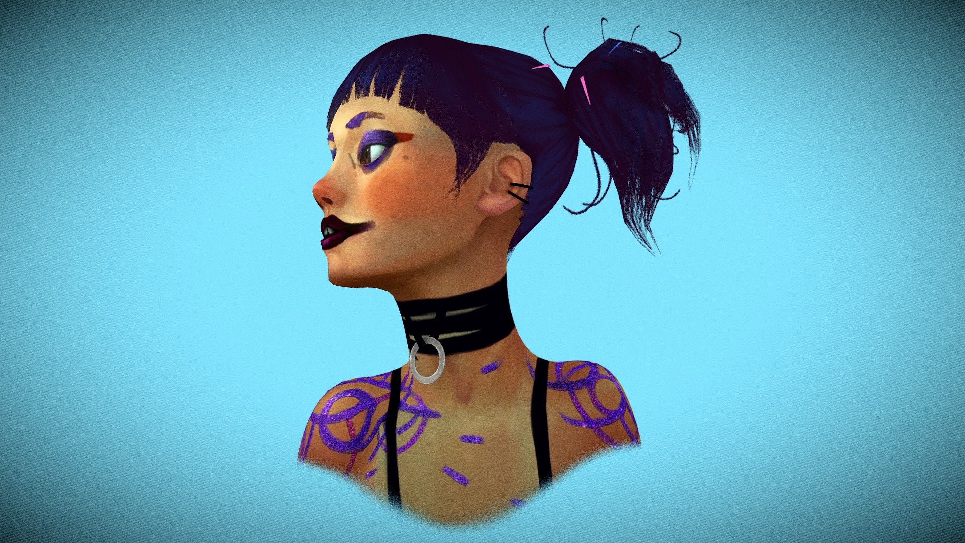 A 3D model handpainted I made based on this character from the excellent animated short film created by Alberto Mielgo and Tim Miller - Girl from "The Witness" (Love, Death & Robots) - 3D model by luisservin89 3d model