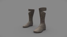 Female Ancient Medieval Warrior Boots greek, ancient, leather, warrior, flat, girls, spartan, shoes, boots, combat, roman, womens, peasant, pbr, low, poly, female, fantasy