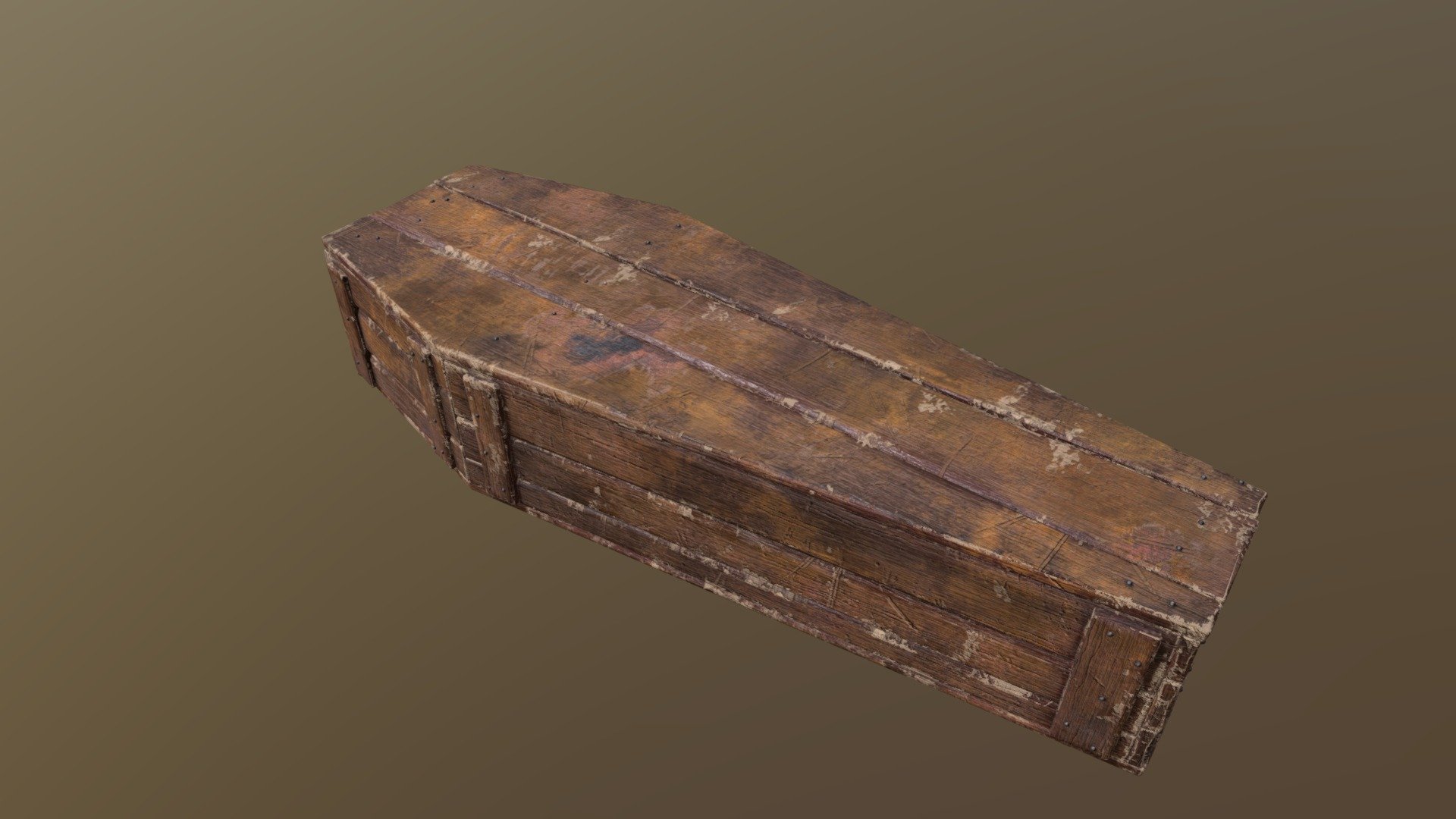 Rustic Wooden Coffin 3D Model. This model contains the Rustic Wooden Coffin itself 

All modeled in Maya, textured with Substance Painter.

The model was built to scale and is UV unwrapped properly. Contains only one 4K texture set.  

⦁   15072 tris. 

⦁   Contains: .FBX .OBJ and .DAE

⦁   Model has clean topology. No Ngons.

⦁   Built to scale

⦁   Unwrapped UV Map

⦁   4K Texture set

⦁   High quality details

⦁   Based on real life references

⦁   Renders done in Marmoset Toolbag

Polycount: 

Verts 7981

Edges 15432

Faces 7596

Tris 15072

If you have any questions please feel free to ask me 3d model
