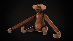 Wooden Monkey Toy monkey, object, wooden, toy, figure, mid-century, vintage, retro, puppet, miller, century, mid, ready, designer, figur, holz, herman, teak, optimized, kay, iconic, midcentury, game, lowpoly, low, poly, design, wood, decoration, bojesens