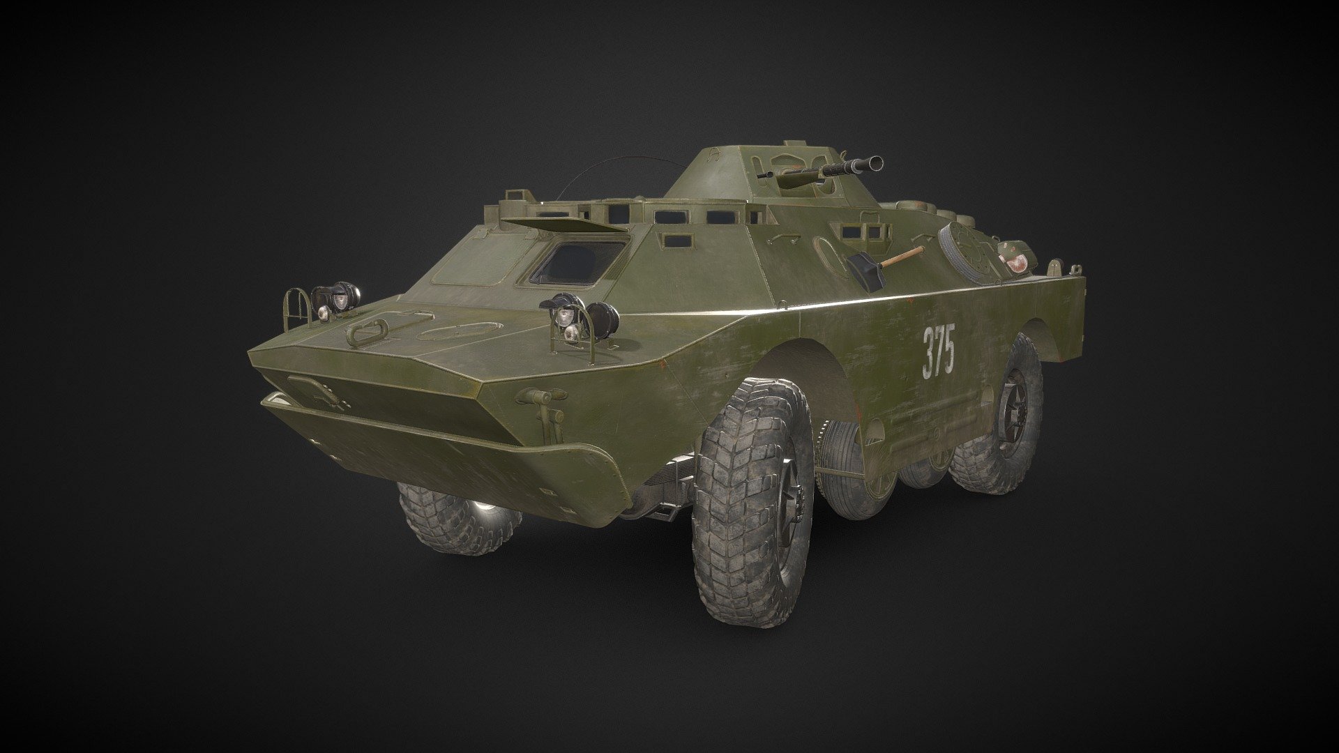 The BRDM-2 (means Combat Reconnaissance/Patrol Vehicle) is an amphibious armoured scout car designed and developed in the Soviet Union. 
Game ready model.
https://e_kudlaev.artstation.com - BRDM-2 - 3D model by e.kudlaev 3d model
