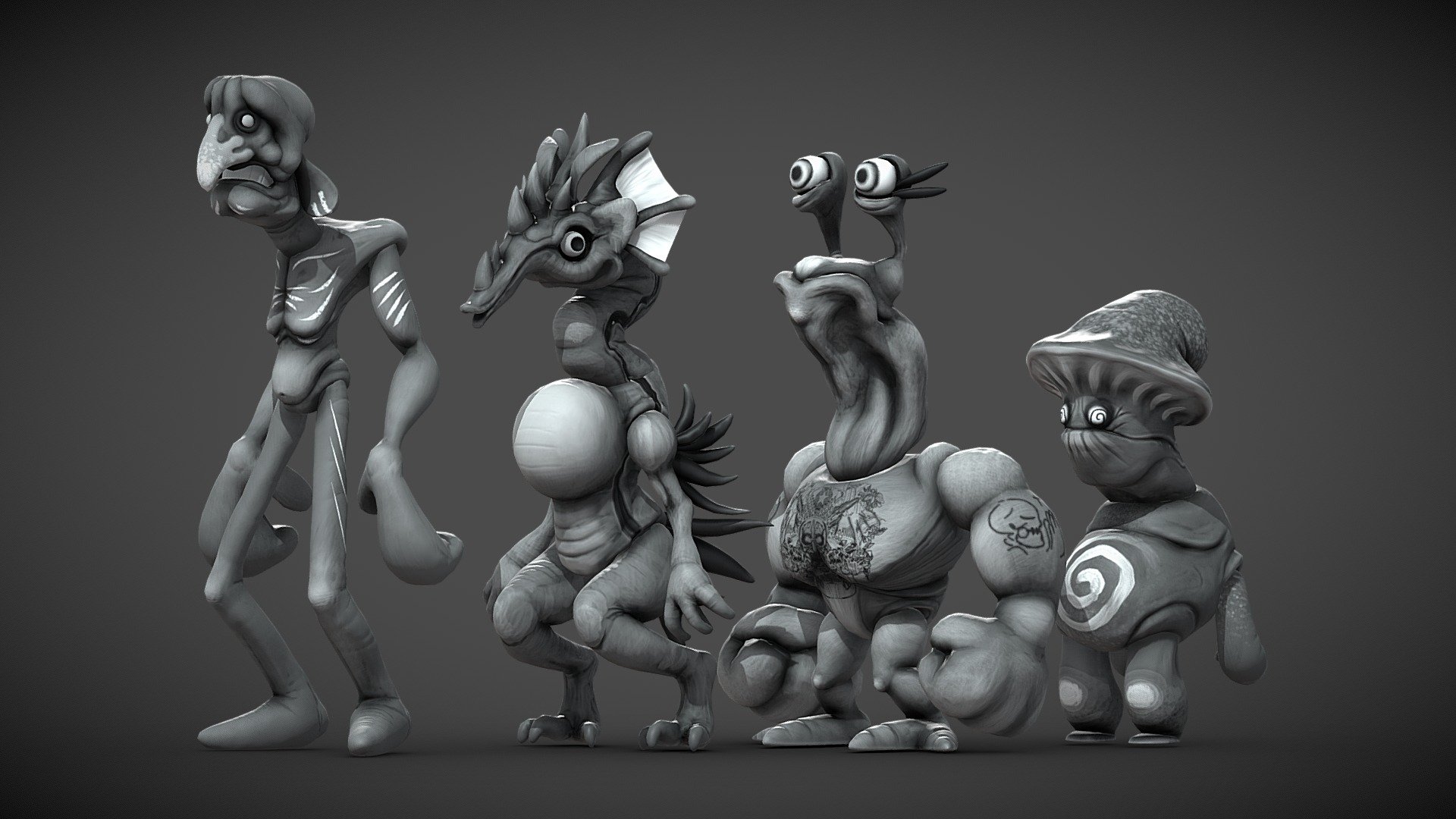 Monsters I did for this years game jam. RATE IT! NOW! OR ELSE! 

https://itch.io/jam/gmtk-jam-2022/rate/1620388 - GMTK Monster Mash Creatures - 3D model by Nwilly_art 3d model