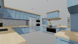 Classic Style Porch House Kitchen Furniture Pack bar, modern, villa, luxury, seat, realtime, sink, classic, furniture, table, stove, cabinet, kitchen, fridge, tap, eevee, suburb, blender, chair, design, house, home, animation, cycles, interior