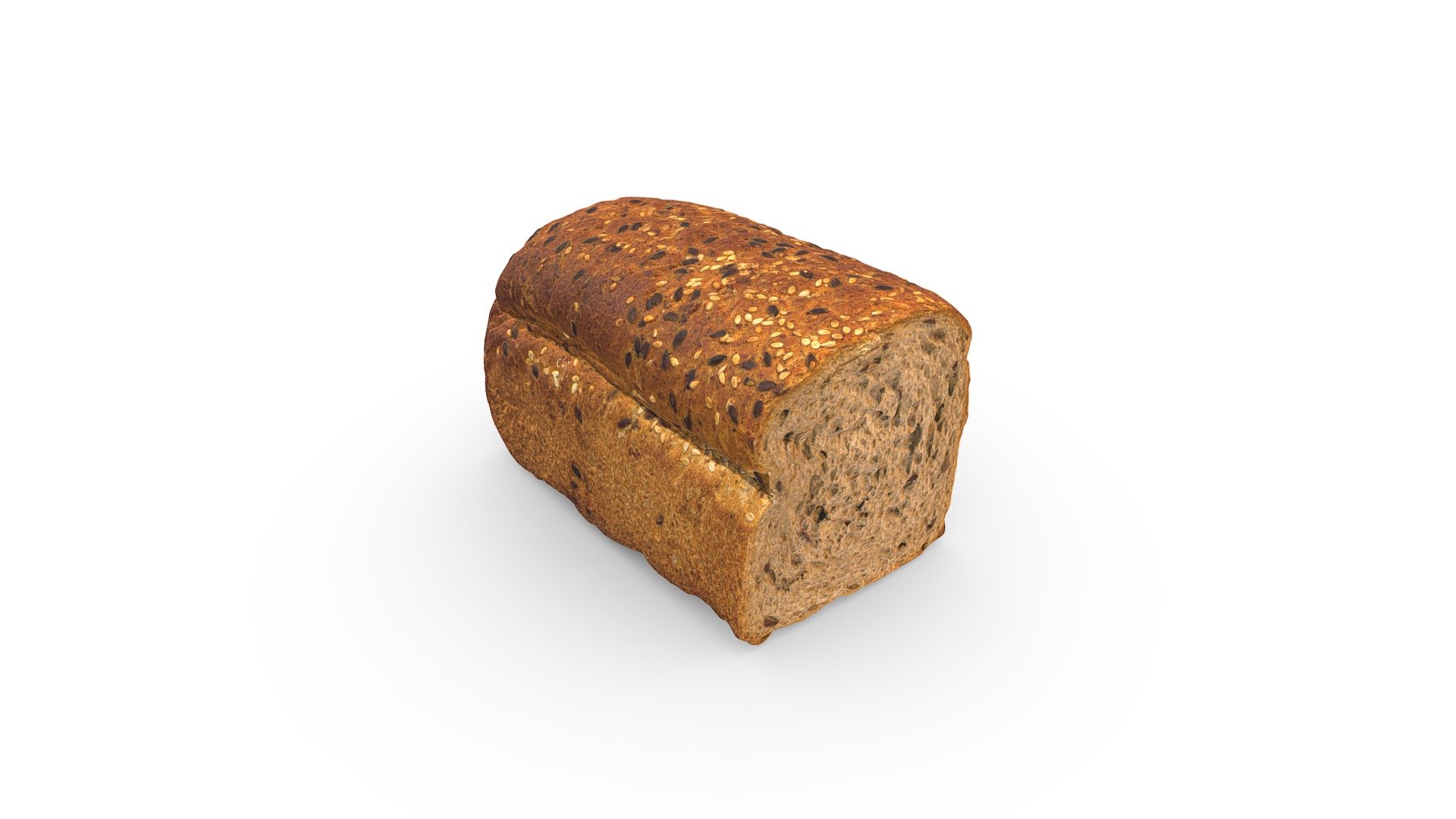 High-poly bread with sunflower seeds photogrammetry scan. PBR texture maps 4096x4096 px. resolution for metallic or specular workflow. Scan from real food, high-poly 3D model, 4K resolution textures 3d model