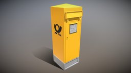 Public Mailbox 2 (High-Poly Version) german, post, high-poly, yellow, briefkasten, kasten, mail-box, vis-all-3d, 3dhaupt, software-service-john-gmbh, letter-box, public-mailbox, city-mailbox, german-mailbox, mailbox-of-deutsche-post