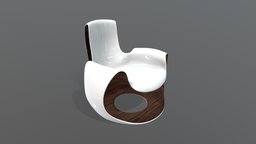 White Wooden Curved Chair room, modern, wooden, white, curved, brown, uniquemodel, unique-design, low-poly, chair