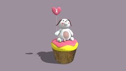 Bunny_With_Heart_Balloon_Cup_Cake_FBX