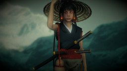 Lantern Girl warrior, ninja, samurai, sss, woman, ronin, blendernation, subsurfacescatering, character, girl, blender, female, anime