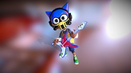 Cat Guitarist Character Animated