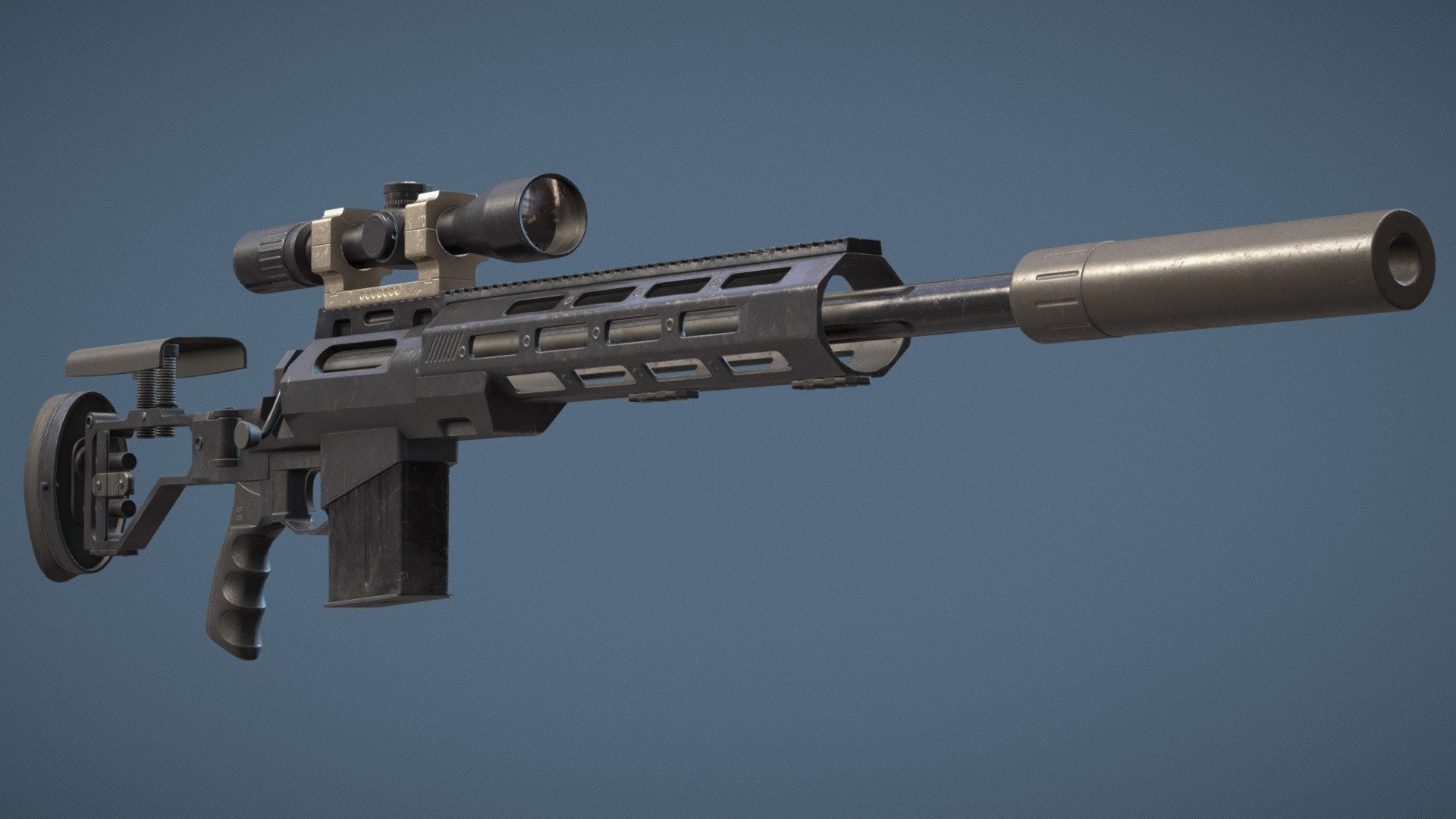 Sniper riffle prop optimized for games 3d model