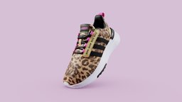 Adidas Racer TR21 shoe, kids, child, pink, realistic, scanned, footwear, fancy, leopard, sneaker, adidas, photometry, pbr-texturing, pbr-materials, inciprocal