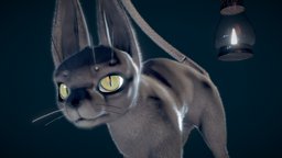 Yuneko (油猫) lamp, cat, myth, feline, fur, oil-lamp, creature, animal