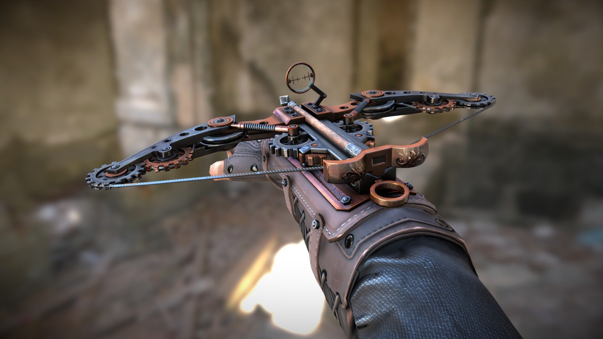Steam Punk Crossbow was made for the mobile game Wild Hunt by Ten Square Games. 
Highpoly, retopology and uv-mapping made in Blender, textures in Substance Painter and Photoshop - Steam Punk Crossbow - 3D model by 3dbogi 3d model