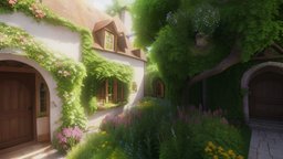 Fairytale_Garden garden, 360, skybox, village, faitytale, createdwithai