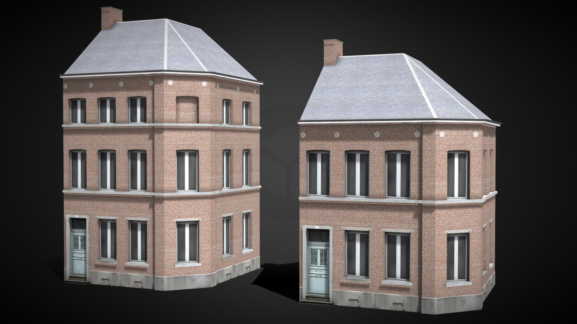 Custom low-poly asset made with Blender and Gimp for the Cities: Skylines video game. Available on the Steam Workshop here: https://steamcommunity.com/sharedfiles/filedetails/?id=1300326389 - Nivelles Corner House 1 [Belgium] - Download Free 3D model by Lost Gecko (@Lost_Gecko) 3d model