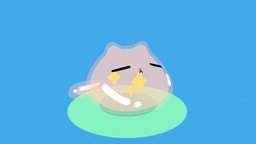 Sweet Jelly Cat cat, cute, water, jelly, lowpoly, animation