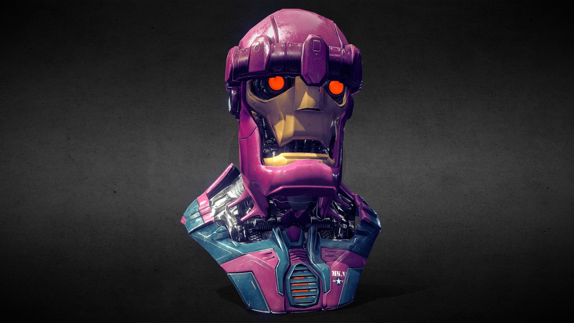 Hard edge modelling for videogames based on a hi res sculpture retopologyzed and tetured by Substance painter - XMen sentinel hard edge modelling - 3D model by Xan Elias (@xanelias) 3d model