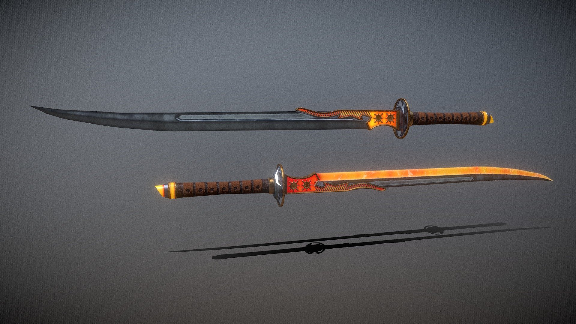 High-quality low poly stylized asset for your game project. Light curved swords, enchanted by the power of the sun, are perfect for a warrior whose heart also shines brightly.
Vertices: 851x2 - Sunrise Katanas - Download Free 3D model by Helyeouka 3d model