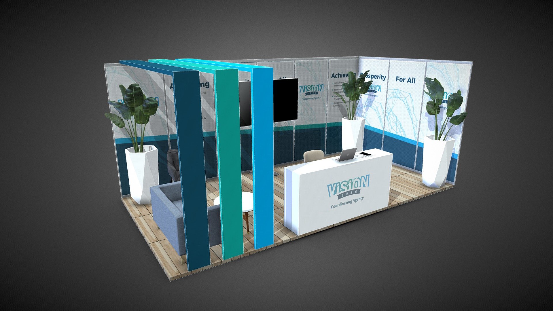 Consumer Fair Booth Design - Vision 2036 Exhibition Booth - Download Free 3D model by Franky Monyatsi (@frankysydney) 3d model