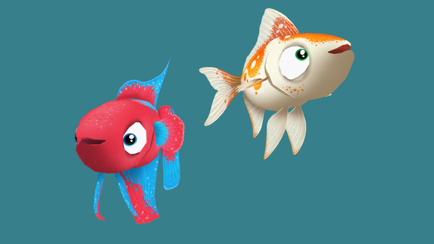 Cartoon Fish
Low poly Cartoon Fish models with hand painted textures.
 

These 2 Fish are modelled after a Betta Fish and a Sarasa Comet Goldfish. The designs of both of these Fish are inspired by the pet Fish I have owned in the past.




Original character concepts created by me. 

Modelled in Maya and Textured in Photoshop 3d model