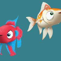 Cartoon Fish fish, pet, cartoony, aquatic, maya, game, lowpoly, creature, animal