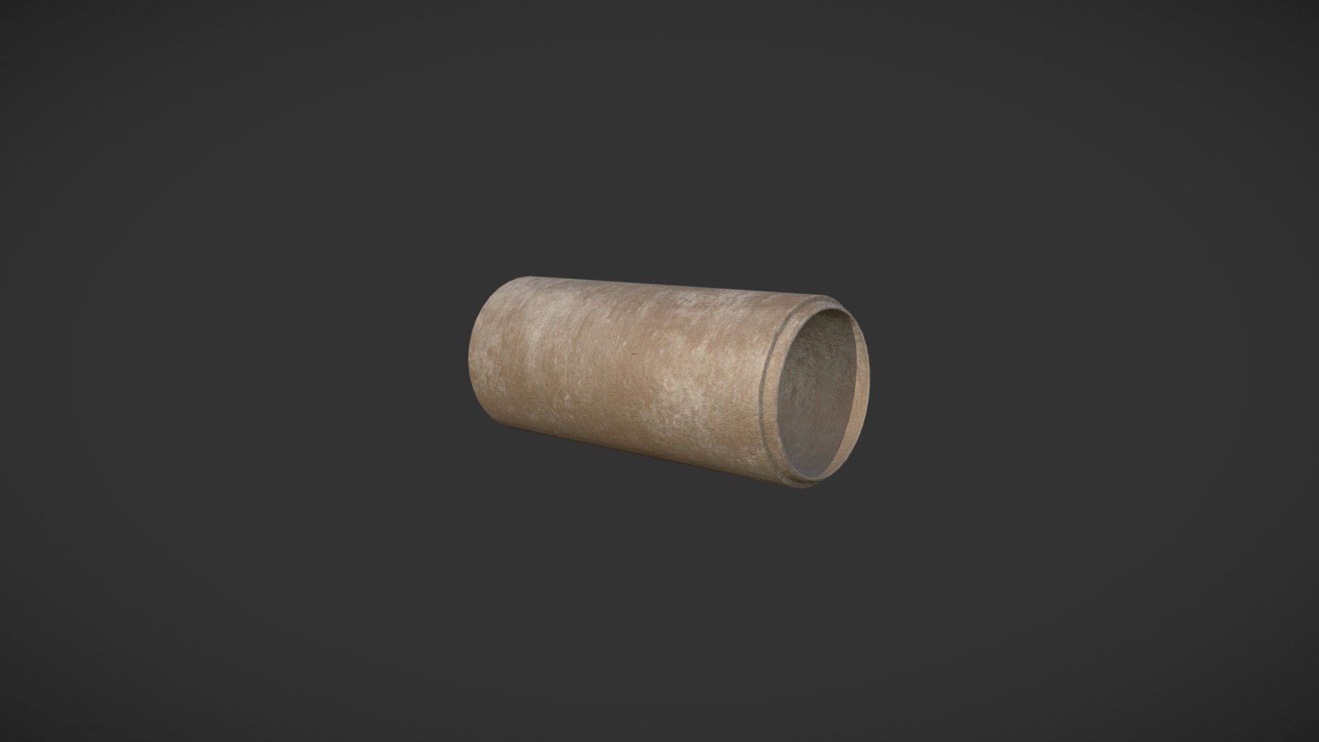 Game/VR/AR-ready low-poly model of a precast dirty concrete pipe with 4K PBR-textures that is built to real-world scale (metric system).

Precast concrete elements are used extensively in the construction business and models such as this one are useful when designing urban areas, especially when creating ruined settings.

The model and PBR-textures are prepared for use with Unity and Unreal Engine, but can easily be adapted to other game engines, or for other uses. The model was created using Blender and Substance Painter.

The zip-file “Dirty concrete pipe.zip” contains all the textures as png-files (8 bits), as well as the model in the following formats:

FBX 7.4 (.fbx)

OBJ 3.0 (.obj and .mtl)

Collada 1.4.1 (.dae)

Blender 4.0.2 (.blend)  

The zip-file also includes fbx-versions of the model and textures specially made for use with Unreal Engine and Unity.

The same model with a clean texture can be found here:
https://sketchfab.com/3d-models/concrete-pipe-196ad587e9b04ddc962e3247e3fe246d - Dirty concrete pipe - Buy Royalty Free 3D model by Vertex-Design 3d model