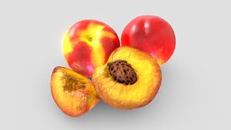 Nectarine (peach) collection food, fruit, half, sss, collection, seed, peach, slice, nectarine, photoscan, photogrammetry, asset, scan
