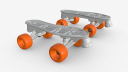 Quad roller skates quad, wheels, skating, slide, boot, brake, roller, artistic, skates, childhood, 3d, pbr, sport