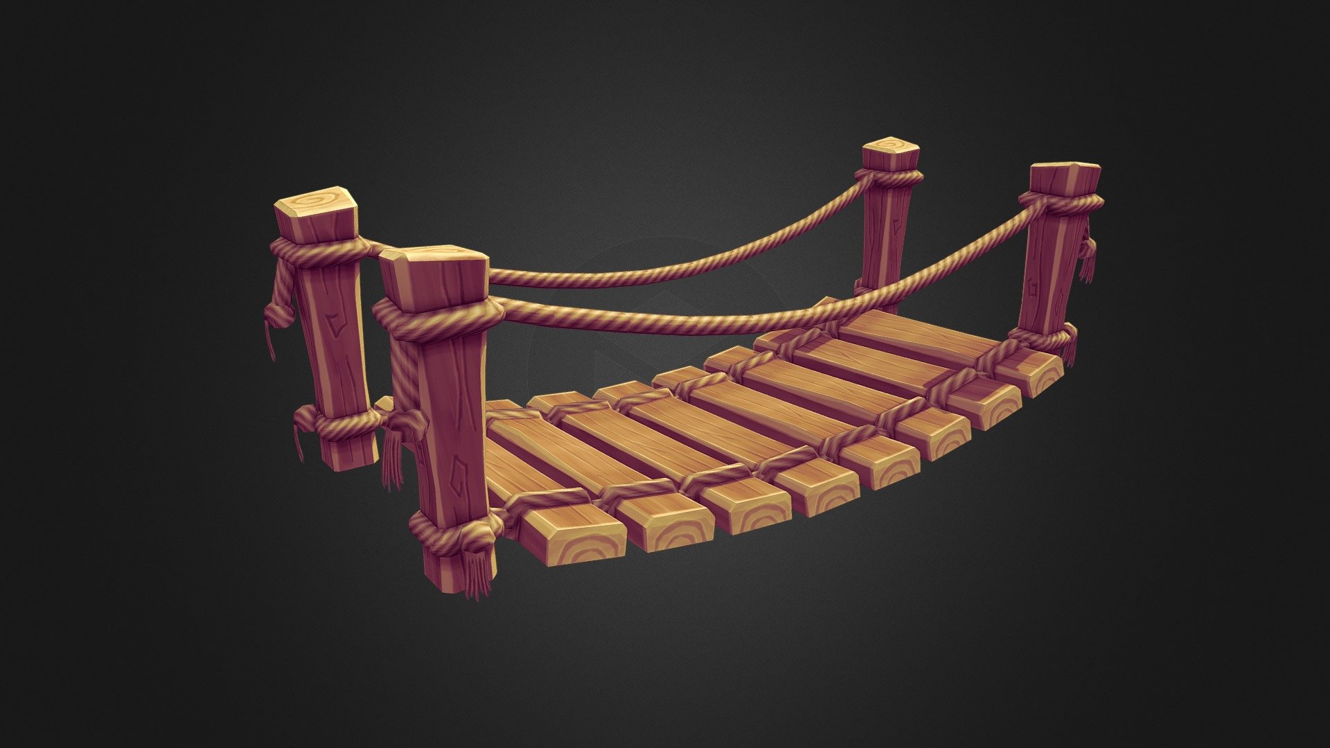 Hand-Painted Rope Bridge - 3D model by Graham (@graham3d) 3d model