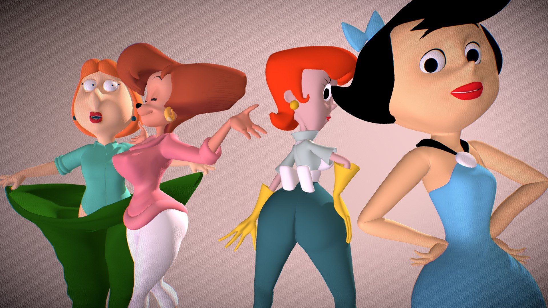 Four Famous Cartoon Moms! - Cartoon Moms 1 - 3D model by Placidone 3d model