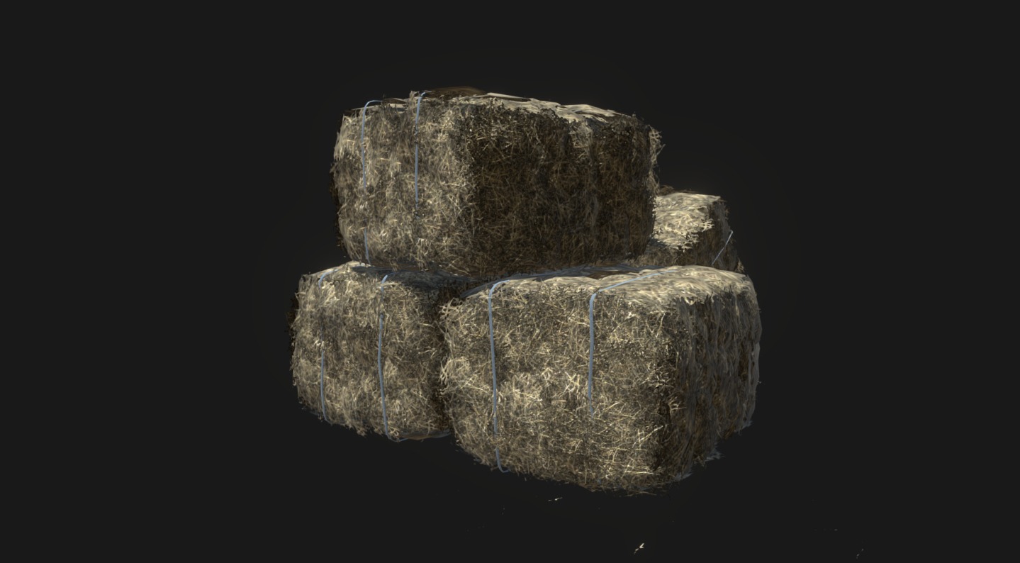 Asset from a personal post-apocalyptic project.
Done with Maya and Photoshop.

 - Hay Bale Scene [WIP] - 3D model by Antoine Bassin (@antoinebassin) 3d model
