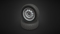 Wheel low-poly wheel, tire, 2k, pbr, lowpoly