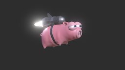 Flying Pig pig, pecha, rocket, tdp3d