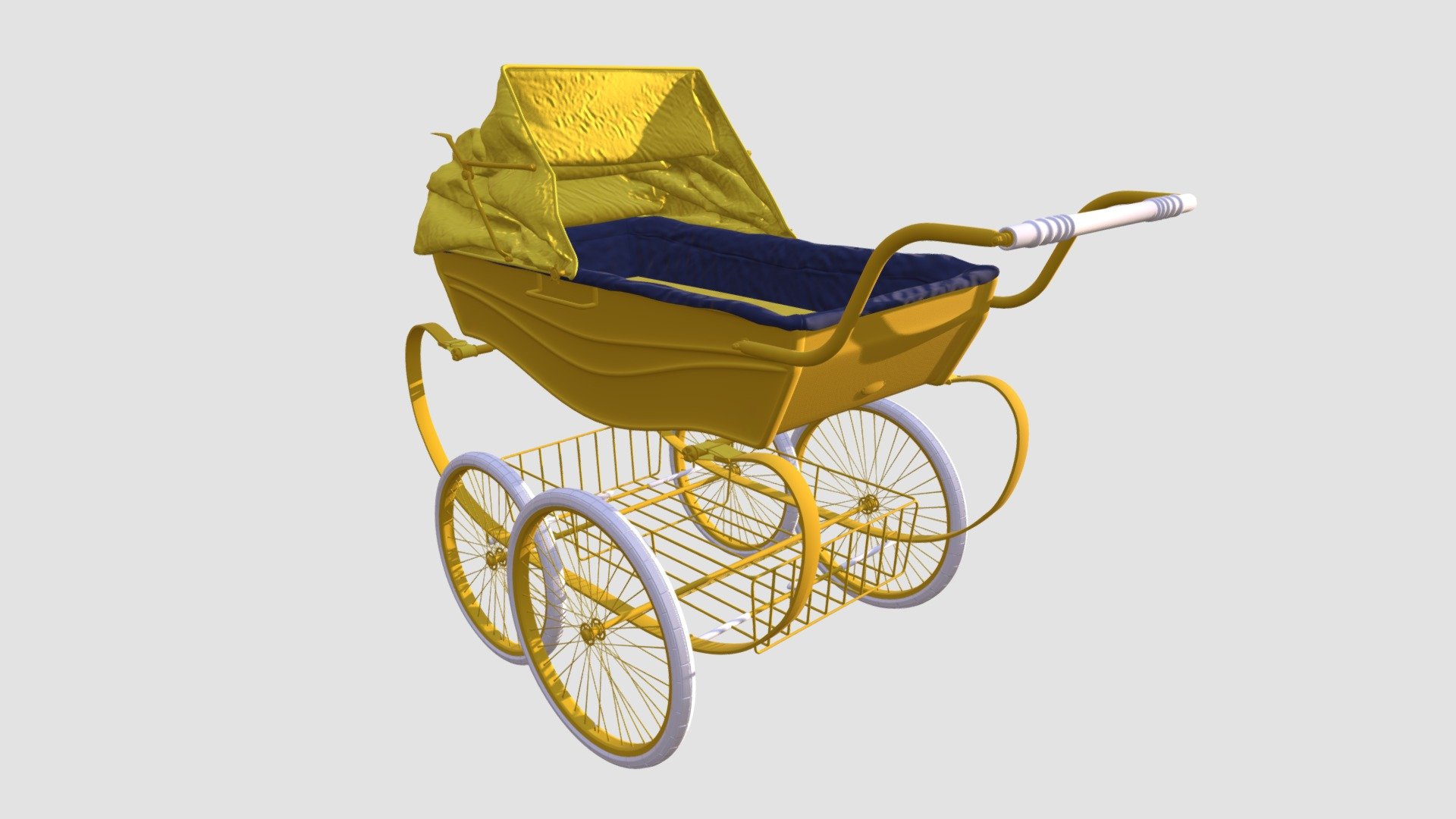 Highly detailed 3d model of stroller with all textures, shaders and materials. It is ready to use, just put it into your scene 3d model
