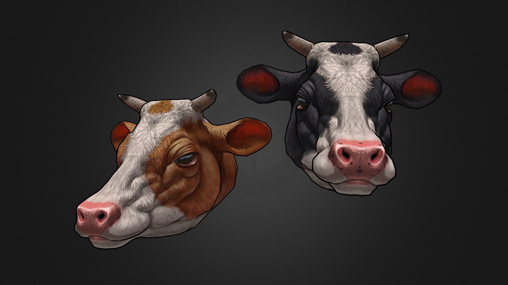 Stylized hand-painted texture study of some cowies!! I was initially inspired by paintings by our boy J. C. Leyendecker - Cow Heads - 3D model by Harrison Snatt (@GooGoose) 3d model