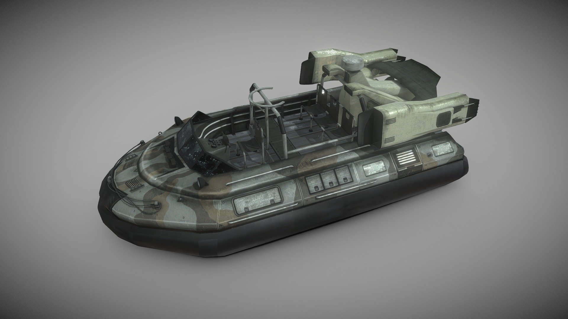 Are you ready to hover off the ground and into the sky? Let this futuristic vehicle take your game to new heights with its realistic 3D design, high resolution textures, and ready-to-use PBR setup.

Now you can bring a hovercraft to your next space adventure game. This model is 4k-baked and fully textured with low poly counts. The model is designed to be low poly and render-friendly 3d model