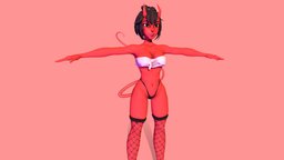 Female Demon Girl Body Mesh (Free) body, red, toon, mesh, full, demon, basemesh, , bodyscan, woman, -woman, -body-female, 3danimegirl, demon-girl, character, girl, cartoon, lowpoly, female, free, stylized, textured, anime, noai